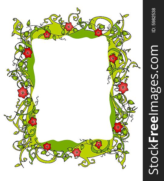 An illustration featuring an abstract floral design border, background or frame. An illustration featuring an abstract floral design border, background or frame