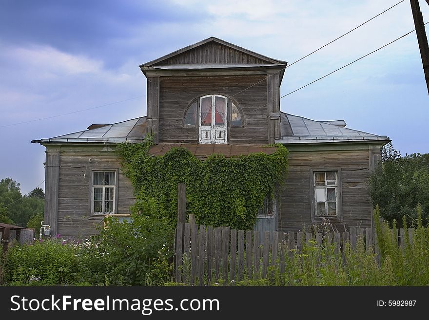 Old country house  braided with wild grape