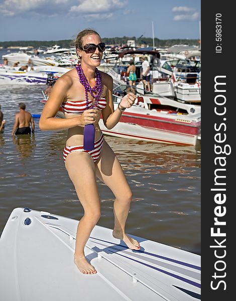 Girl Dancing On Boat