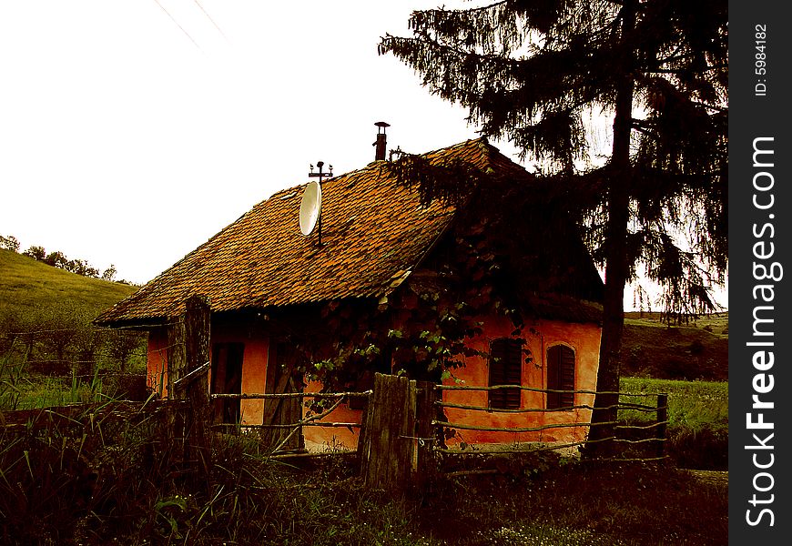 Old ruined, ugly orange house. Old ruined, ugly orange house.