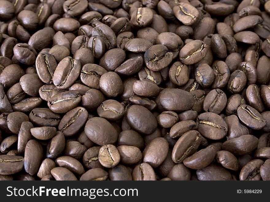 Close up, full screen coffee bean background. Close up, full screen coffee bean background