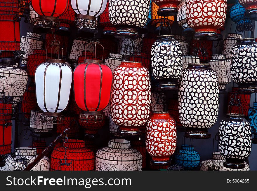 Close up of lanterns, lantern is harmonious and lucky in China.