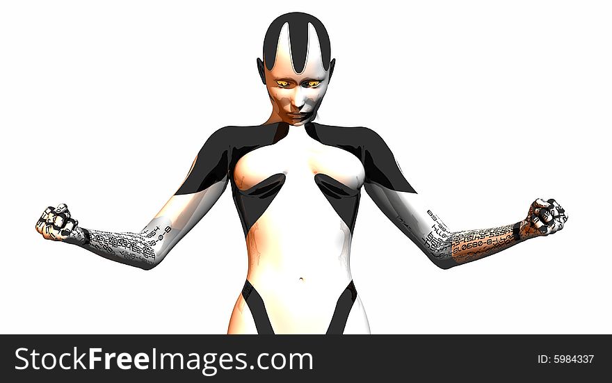 3d render of female android