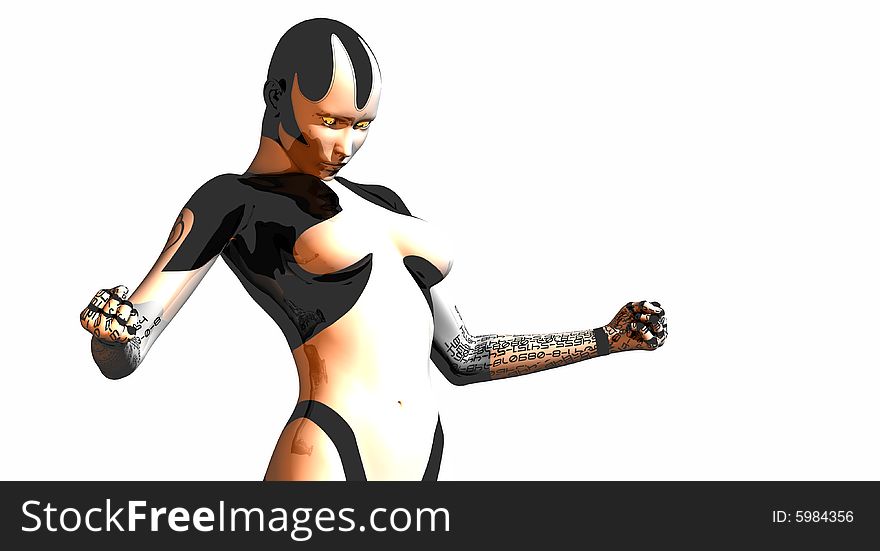 3d render of female android