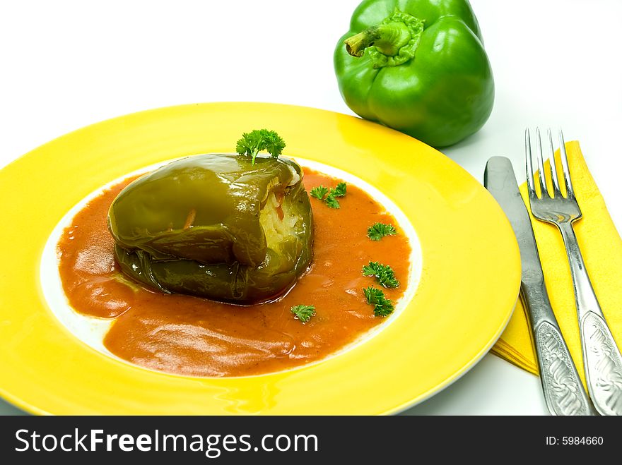 Stuffed Pepper With Tomato Sauce