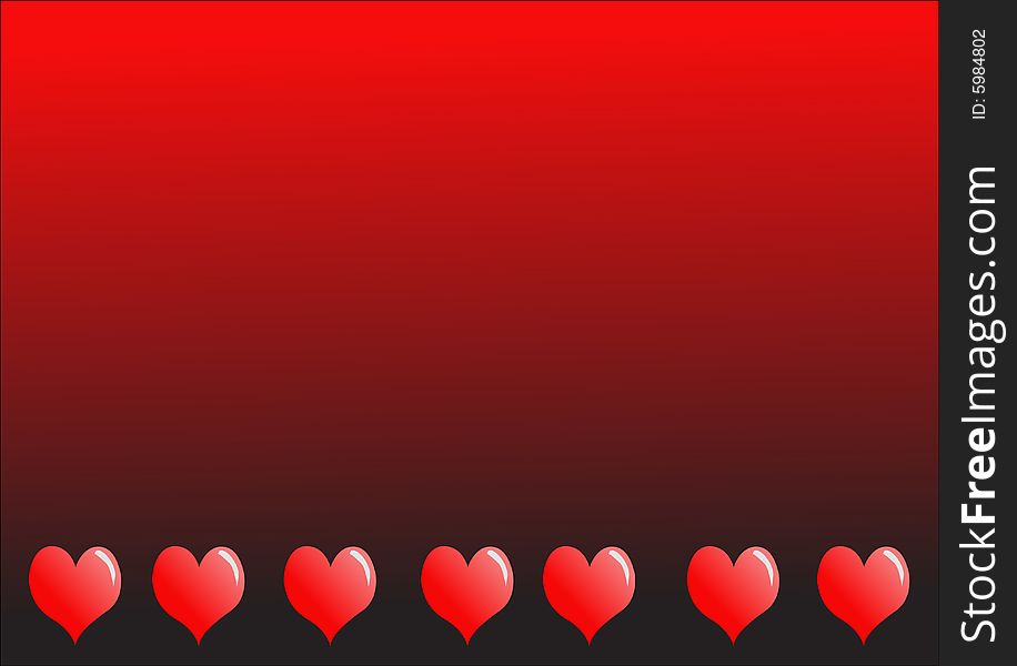 Red Hearts Across Red-Black Gr