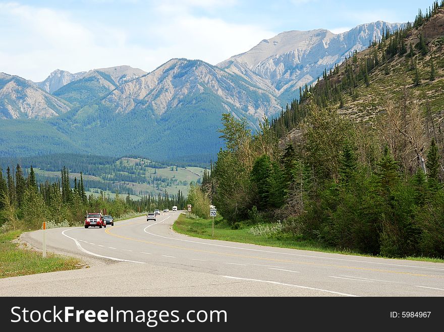 Road near the gate of Jasper National Park. Road near the gate of Jasper National Park