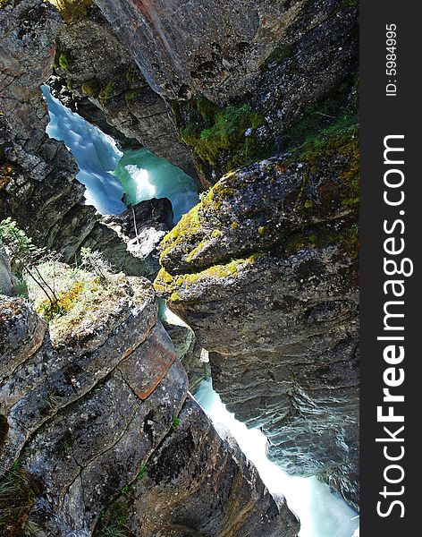 Steep rocks in Magline Canyon Jasper National Park Alberta Canada