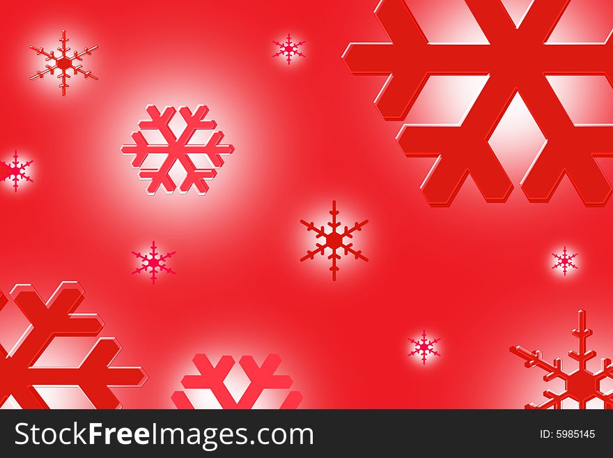 Red snowflake illustration background