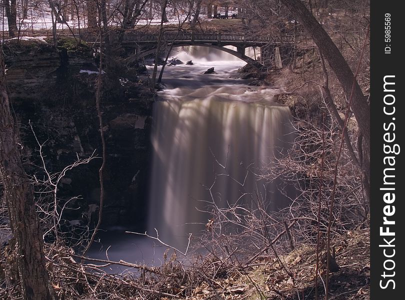 Minneopa falls awakens for the coming spring. Minneopa falls awakens for the coming spring