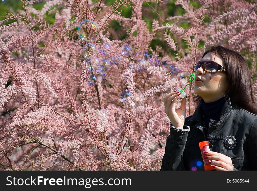 Girl Blowing Bubble