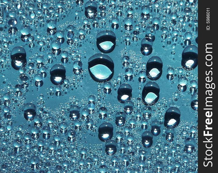 Water-drops on blue