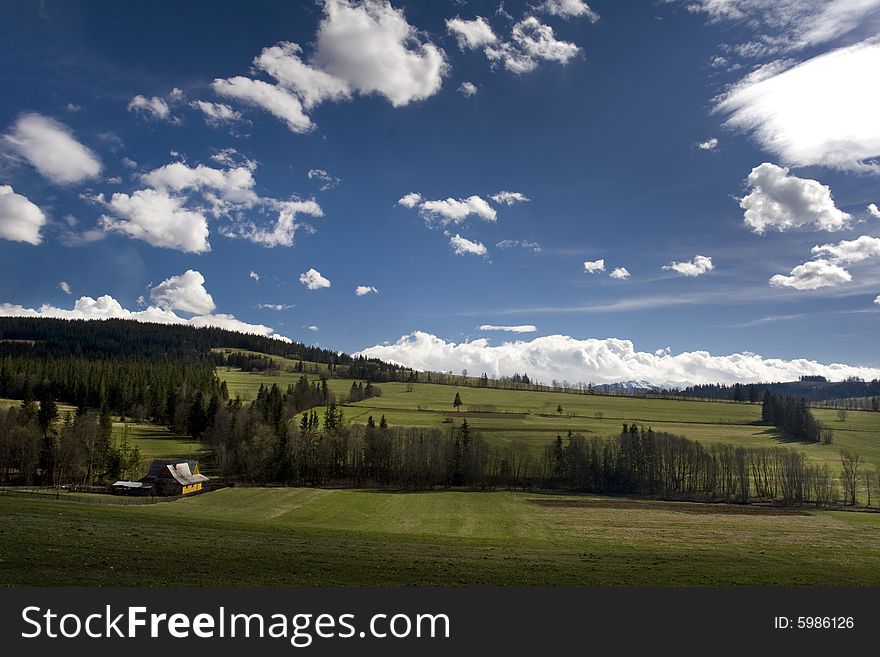 The sky full of small clouds in the sunny day