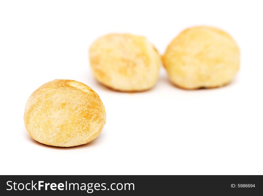 A red bean paste pastry isolated from others on white background. A red bean paste pastry isolated from others on white background.