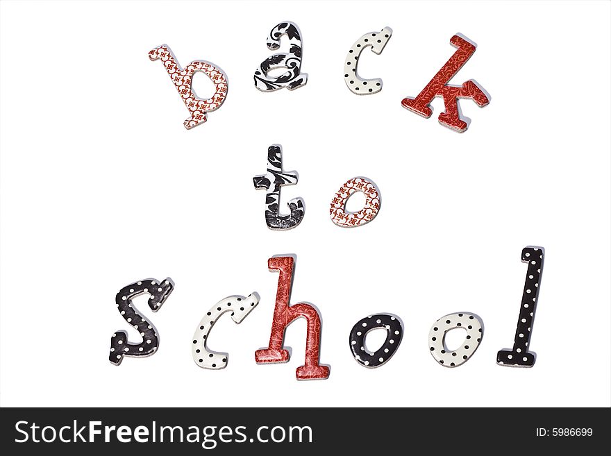 Letters Back to School on white background