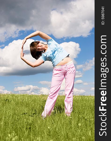 Young girl working out outdoor