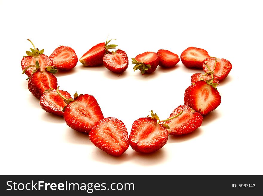 Heart from halfs of straberries. Heart from halfs of straberries