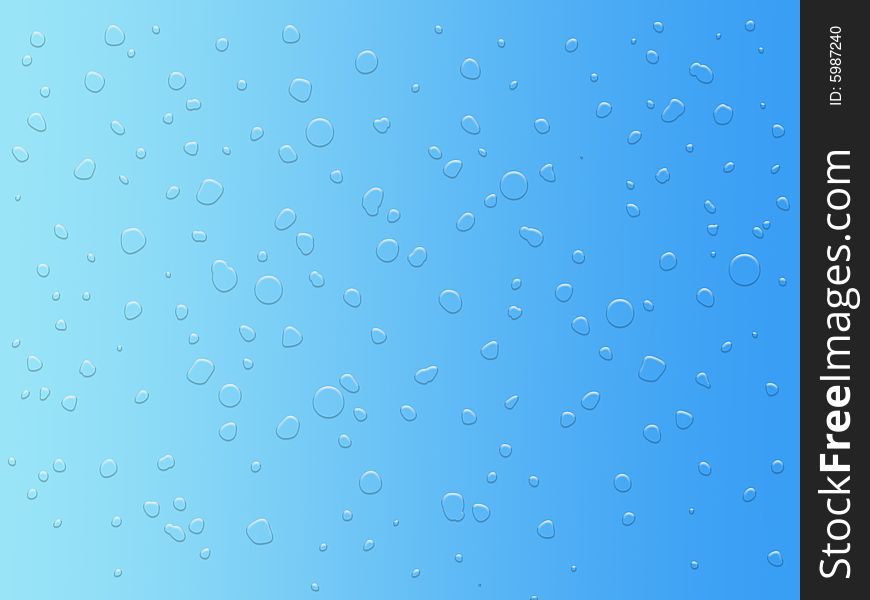 Water drops on blue surface