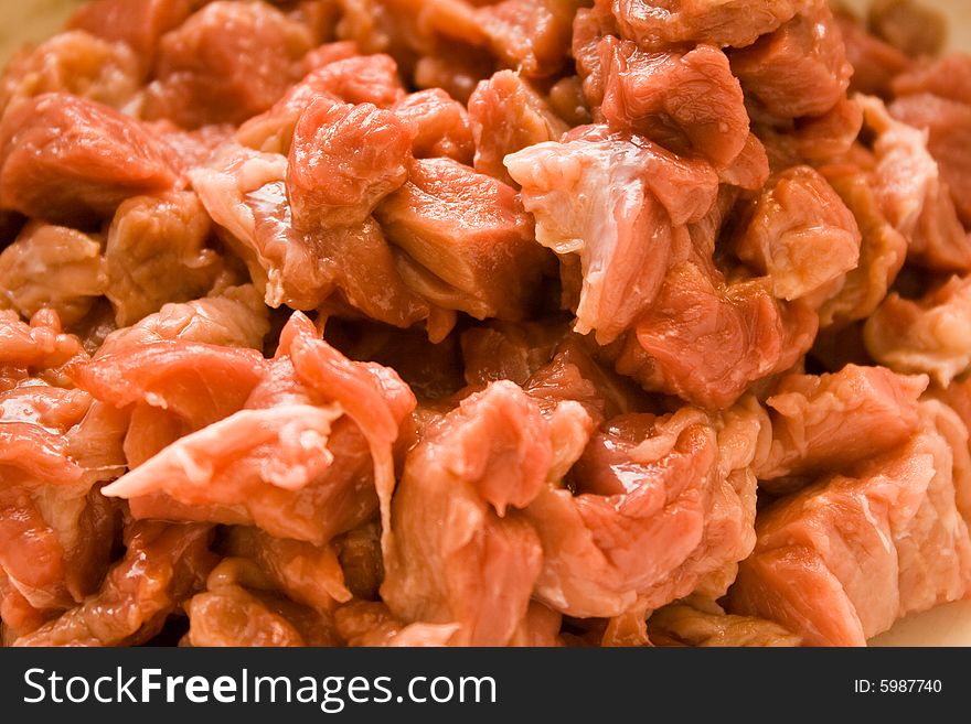 Large heap of raw meat