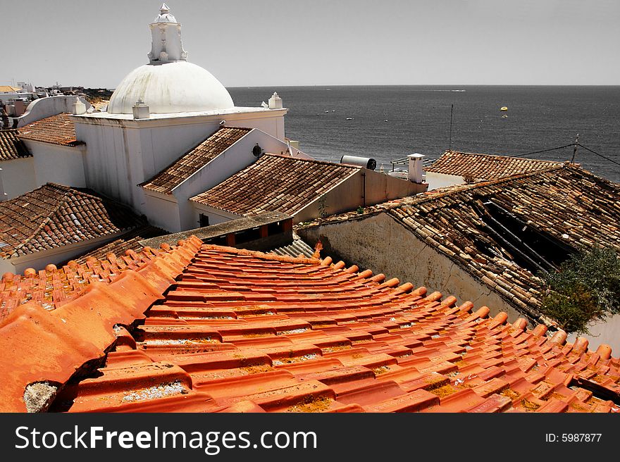 View on the roofs of a village in Portugal. View on the roofs of a village in Portugal