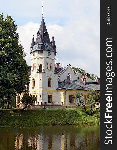 Photo of renewed palace in Beskid mountains.