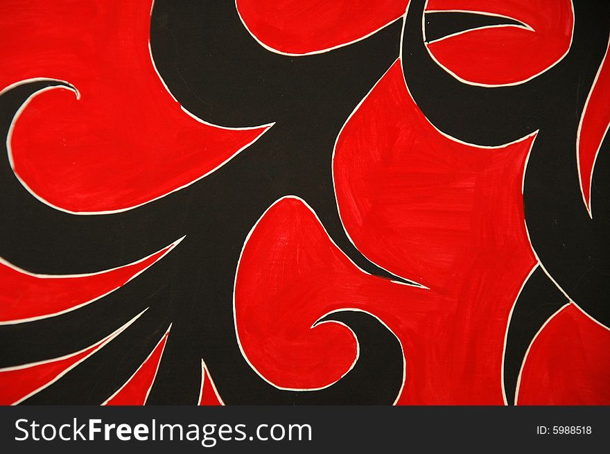 Black pattern on red background. Black pattern on red background