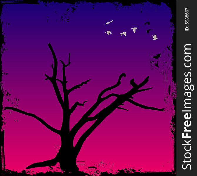 Grunge tree with background for advertisement and art.