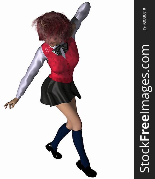 Young female teenager in a typical attitude pose. 3 Dimensional model, computer generated image. Young female teenager in a typical attitude pose. 3 Dimensional model, computer generated image.