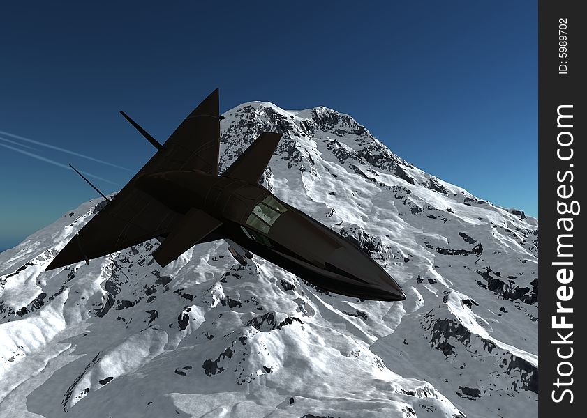 He plane flys by in a mountain landscape. He plane flys by in a mountain landscape