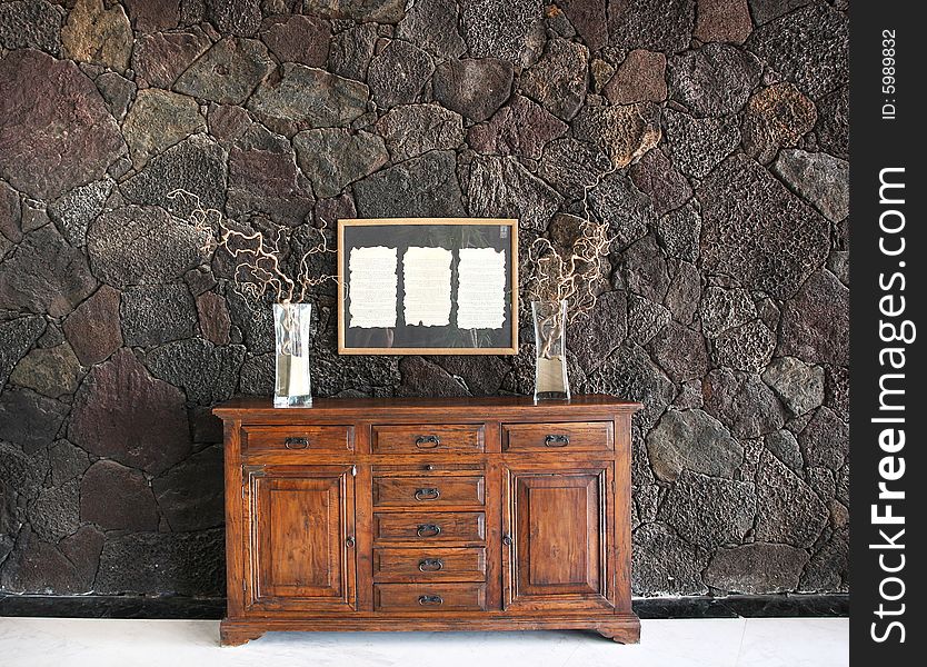 Chest of drawers at volcanic wall. Chest of drawers at volcanic wall.