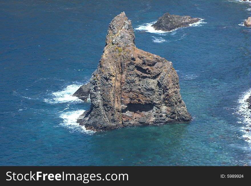 Crag which is located near the island of Madeira.