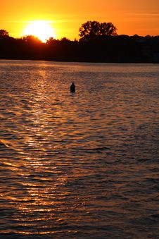 Buoy In Lake Over Sunset Stock Photography Buoy In Lake Over Sunset Stock Photography