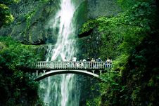Bridge With Waterfall Stock Photography