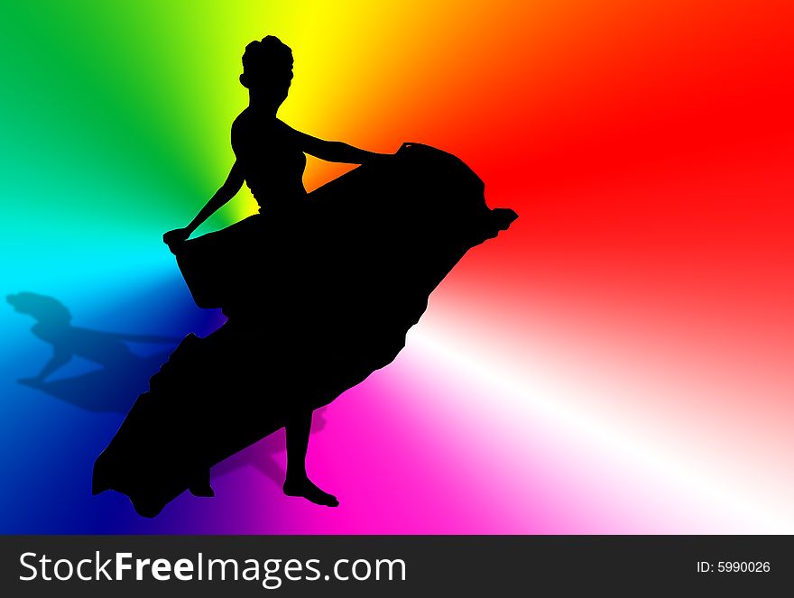 The silhouette of dancer .
made it by illustrator .