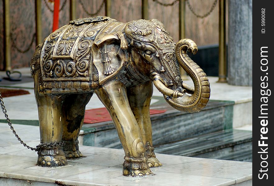 Beautiful brass elephent in temple