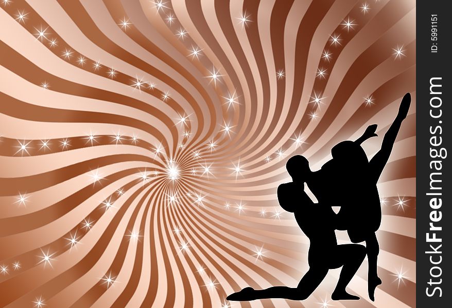 Man and woman and classical dancing in the stars