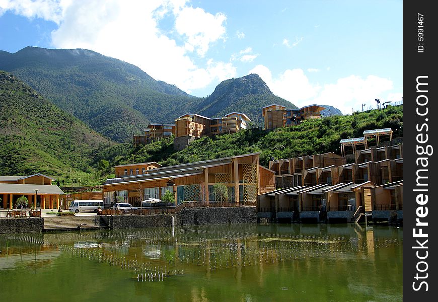 Lugu Lake lanscape, Yunnan province, China, panorama