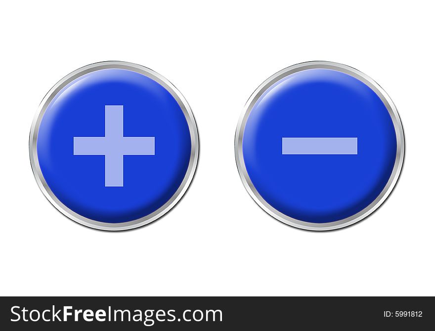 Two round blue controls on the white background