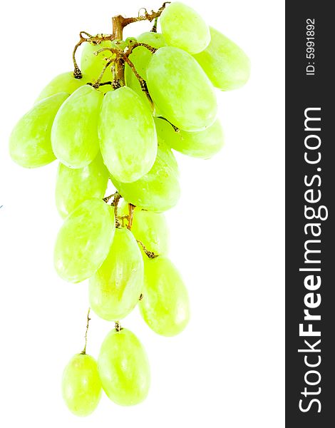 Detail of a bunch of grapes on the white background