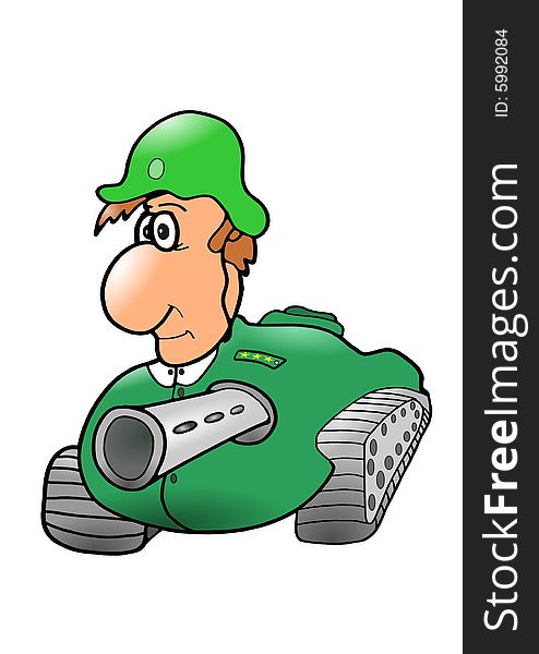 A comic tank soldier illustration