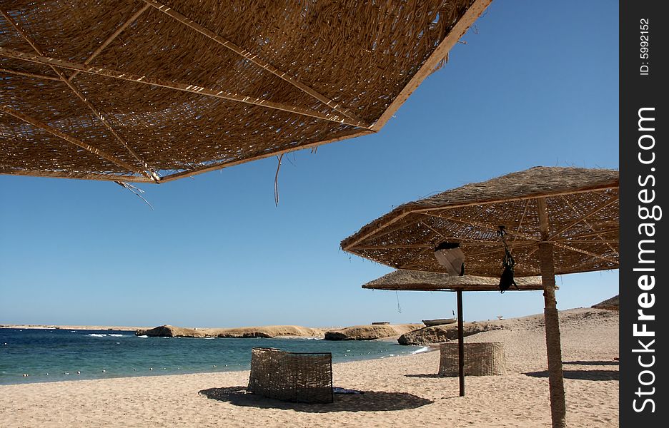 Beach umbrellas in Red Sea beach