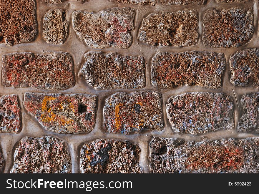 Old spotted colored wall after restoration. Old spotted colored wall after restoration