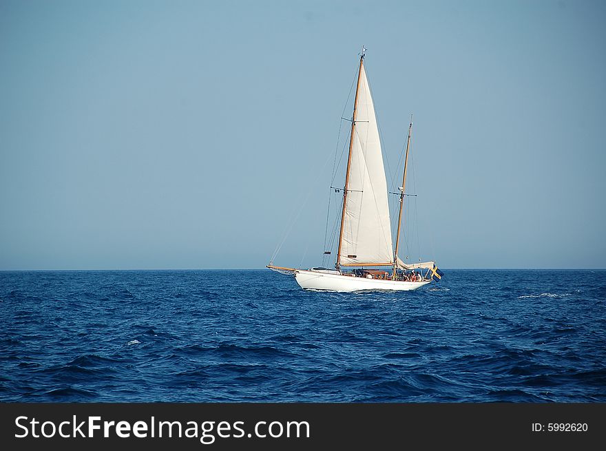 Sailboat in Gulf of Saint-Tropez, France