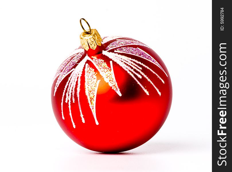 Red christmas ball. isolated over white
