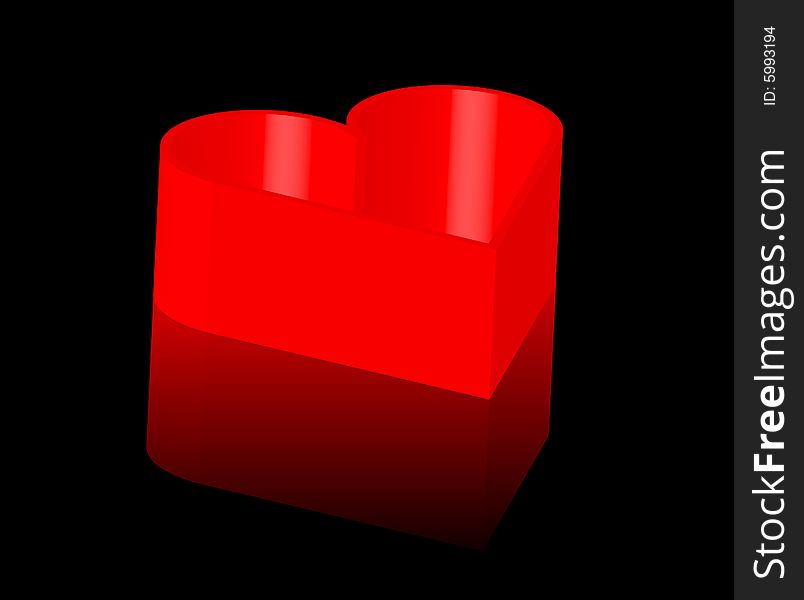 Heart box red on black background