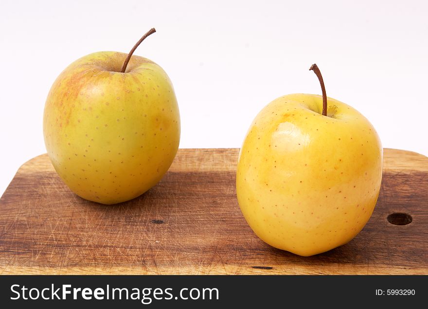 Apple golden on a white background