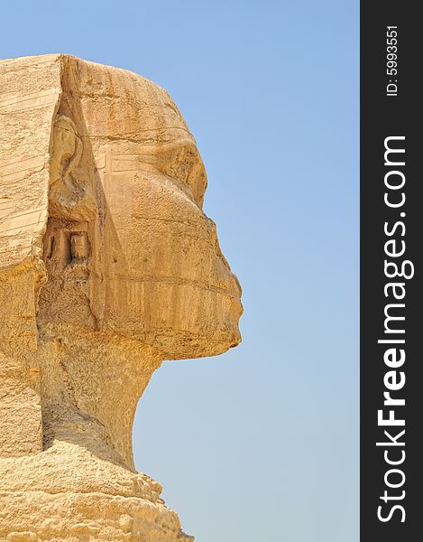 Head of The Sphinx of Gizeh (located in front of the great pyramid)