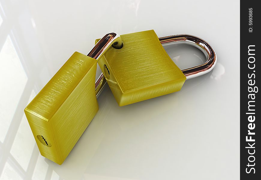 A steel lock protecting the other lock. A steel lock protecting the other lock