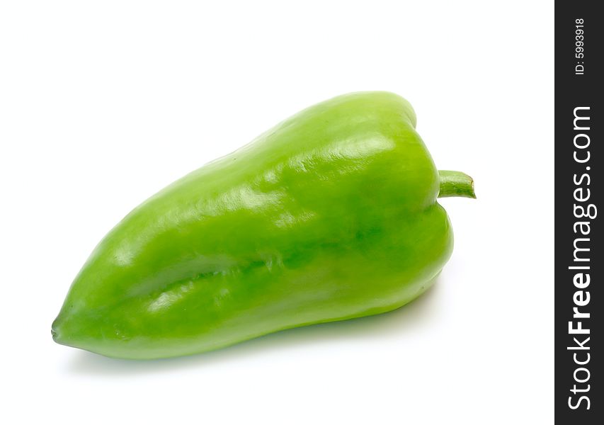 One green pepper isolated on white for your design for your design