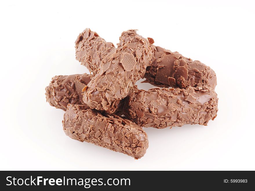 Chocolate truffles isolated on a white background. Chocolate truffles isolated on a white background.